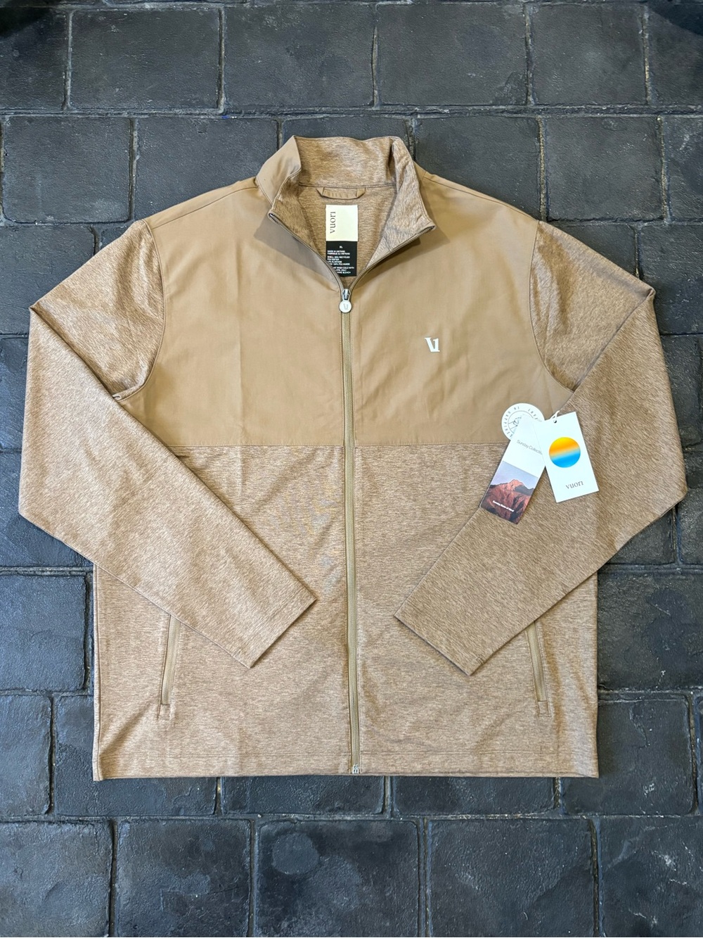 Vuori Mens Sunday Element Track Jacket Pecan Heather brown size XL NWT